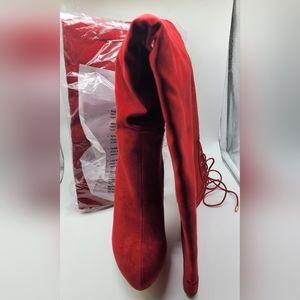 Red Knee High Boots Size 9